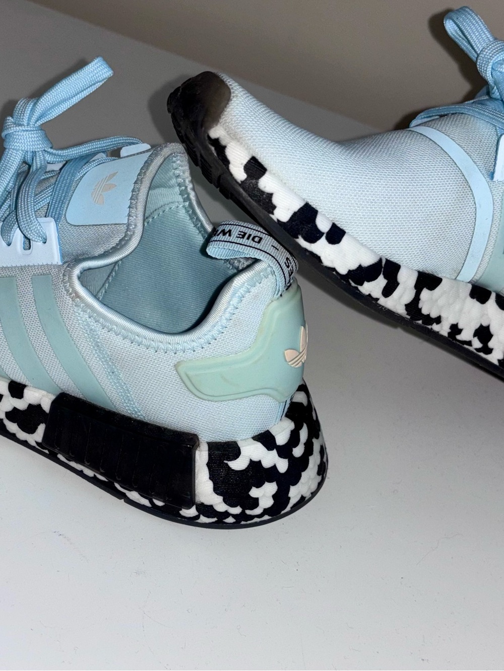 adidas Women’s Light Blue and Black Patterned NMD R1 Sneakers